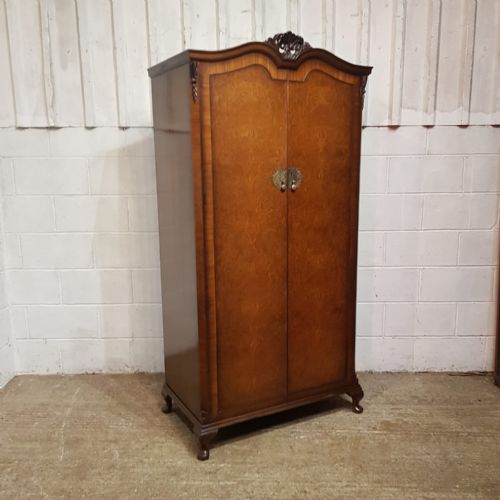 fig 1. AN ANTIQUE BURR WALNUT WARDROBE C1920