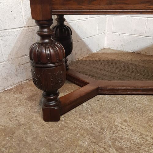 fig 1. AN ANTIQUE OAK REFECTORY DINING TABLE C1920 SEATS UP TO 8