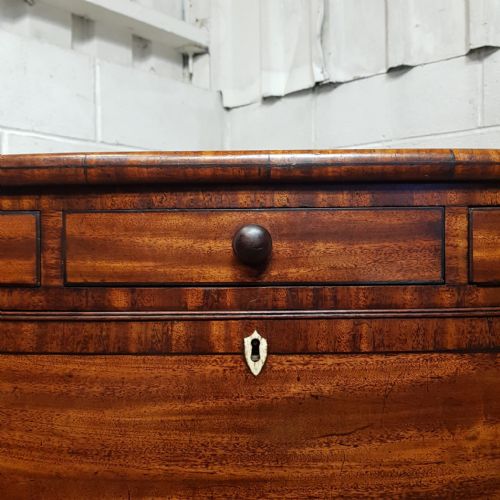 fig 2. A VICTORIAN BOW FRONTED MAHOGANY WITH EBONY STRING SECRETAIRE CHEST OF DRAWERS C1850