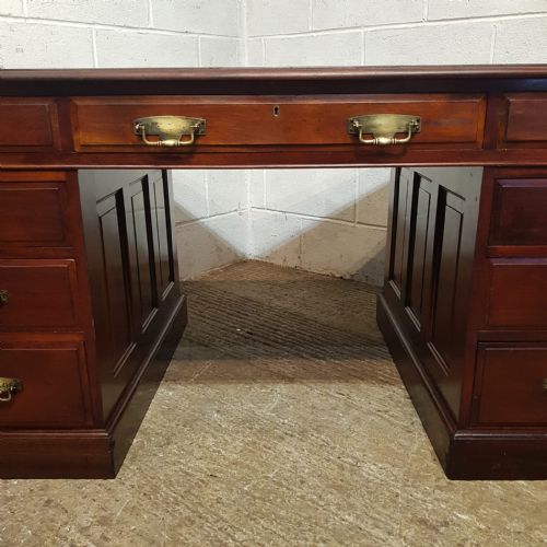 A LATE VICTORIAN LARGE MAHOGANY TWIN PEDESTAL DESK C1890 - ADDITIONAL PHOTO 1