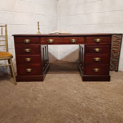 A LATE VICTORIAN LARGE MAHOGANY TWIN PEDESTAL DESK C1890 - ADDITIONAL PHOTO 6