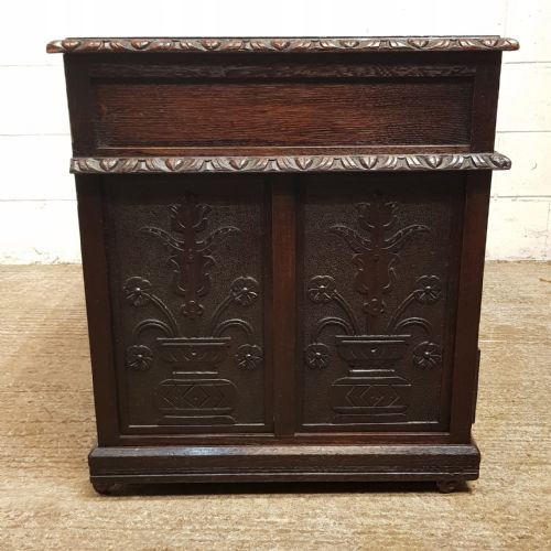 A VICTORIAN GREEN MAN CARVED OAK TWIN PEDESTAL DESK C1880 - ADDITIONAL PHOTO 2