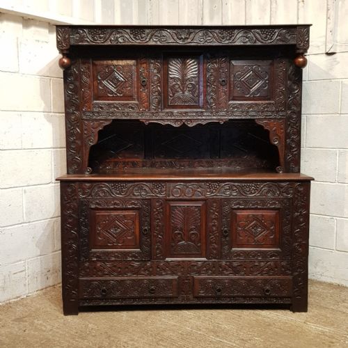 AN ORIGINAL OAK COURT CUPBOARD C1660 C1700 - ADDITIONAL PHOTO 7