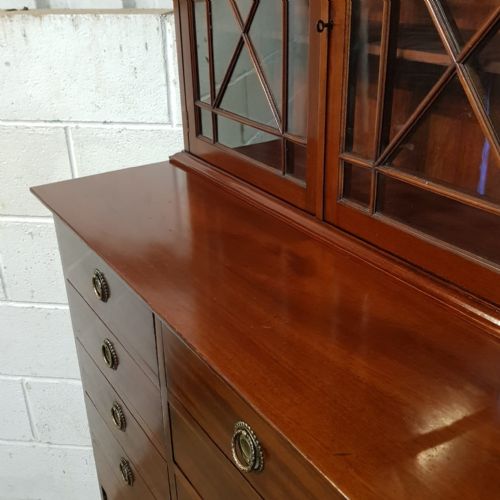 AN EDWARDIAN MAHOGANY BOOKCASE ON CHEST C1900 - ADDITIONAL PHOTO 2