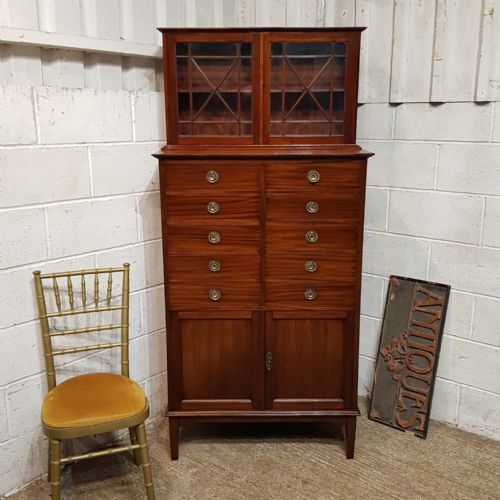 AN EDWARDIAN MAHOGANY BOOKCASE ON CHEST C1900 - ADDITIONAL PHOTO 8