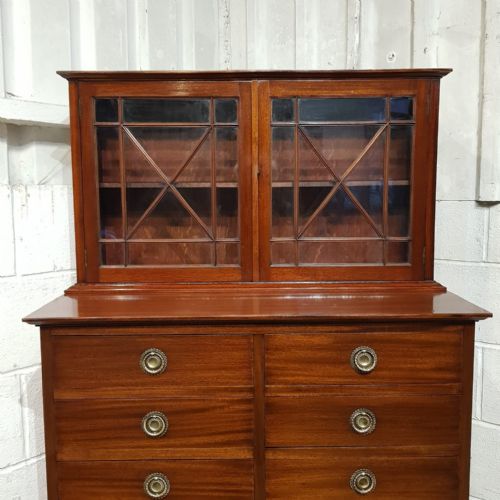 AN EDWARDIAN MAHOGANY BOOKCASE ON CHEST C1900 - ADDITIONAL PHOTO 12