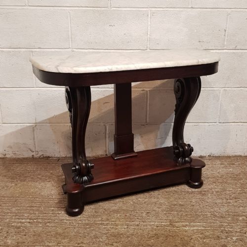 A VICTORIAN MAHOGANY MARBLE TOPPED CONSOLE TABLE C1890 - ADDITIONAL PHOTO 2