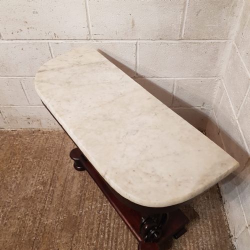 A VICTORIAN MAHOGANY MARBLE TOPPED CONSOLE TABLE C1890 - ADDITIONAL PHOTO 3