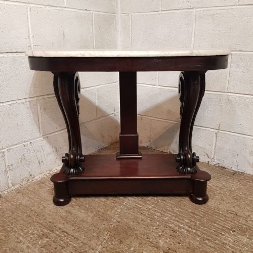 A VICTORIAN MAHOGANY MARBLE TOPPED CONSOLE TABLE C1890 - ADDITIONAL PHOTO 4