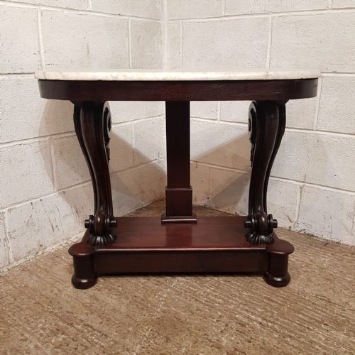 A VICTORIAN MAHOGANY MARBLE TOPPED CONSOLE TABLE C1890 - ADDITIONAL PHOTO 5