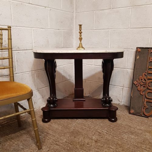 A VICTORIAN MAHOGANY MARBLE TOPPED CONSOLE TABLE C1890 - ADDITIONAL PHOTO 9
