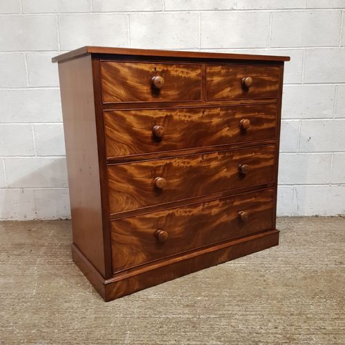 A VICTORIAN FLAME MAHOGANY 4 HEIGHT CHEST OF DRAWERS C1860 - ADDITIONAL PHOTO 1