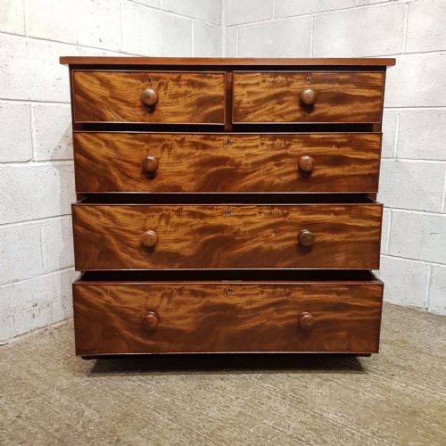 A VICTORIAN FLAME MAHOGANY 4 HEIGHT CHEST OF DRAWERS C1860 - ADDITIONAL PHOTO 6