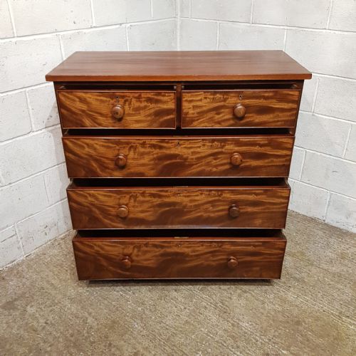 A VICTORIAN FLAME MAHOGANY 4 HEIGHT CHEST OF DRAWERS C1860 - ADDITIONAL PHOTO 9