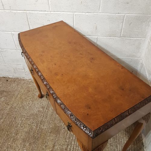A BOW FRONTED BURR WALNUT CONSOLE TABLE C1920 - ADDITIONAL PHOTO 2