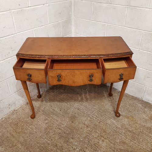 A BOW FRONTED BURR WALNUT CONSOLE TABLE C1920 - ADDITIONAL PHOTO 8