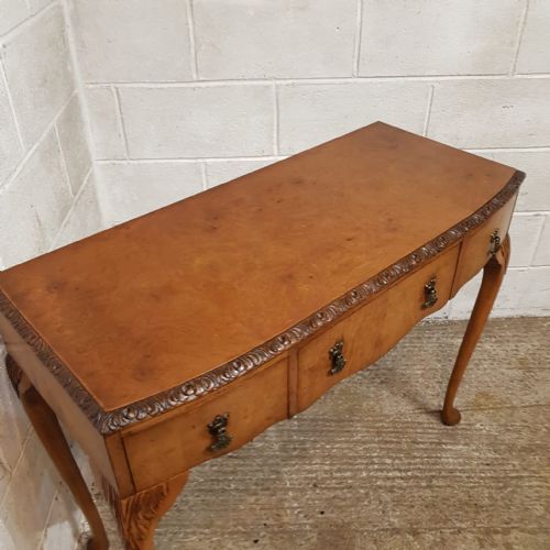 A BOW FRONTED BURR WALNUT CONSOLE TABLE C1920 - ADDITIONAL PHOTO 9