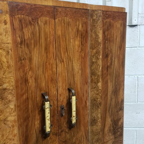 fig 1. AN ART DECO BURR WALNUT SMALL FITTED WARDROBE C1920