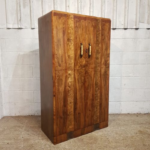 fig 2. AN ART DECO BURR WALNUT SMALL FITTED WARDROBE C1920
