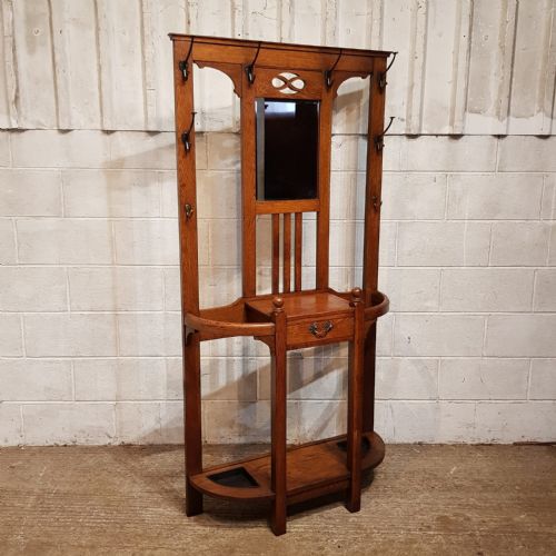 AN EDWARDIAN OAK HALL STAND C1900 - ADDITIONAL PHOTO 1