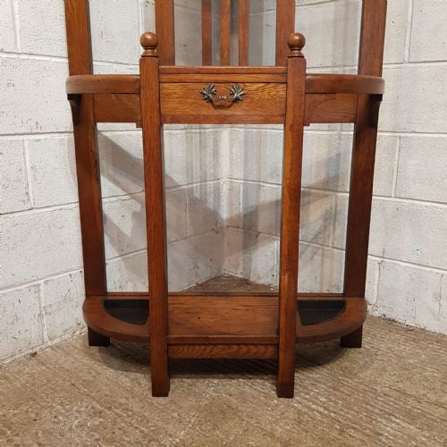 AN EDWARDIAN OAK HALL STAND C1900 - ADDITIONAL PHOTO 3