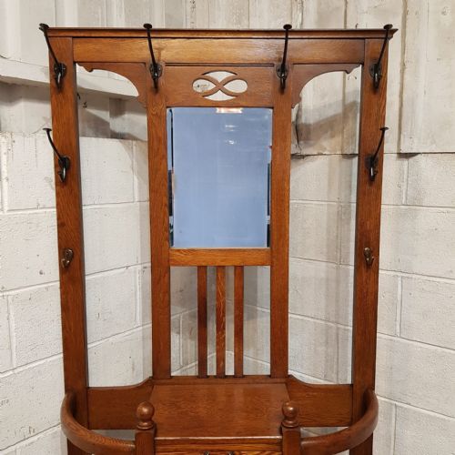 AN EDWARDIAN OAK HALL STAND C1900 - ADDITIONAL PHOTO 8