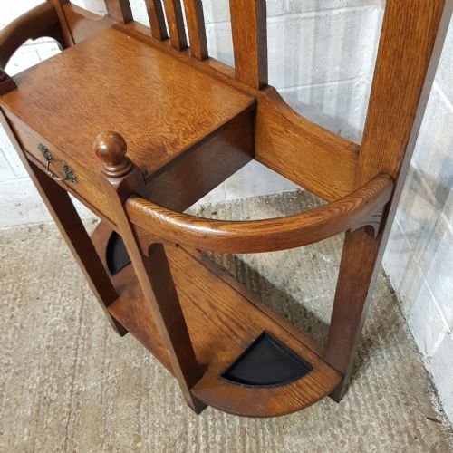 AN EDWARDIAN OAK HALL STAND C1900 - ADDITIONAL PHOTO 9