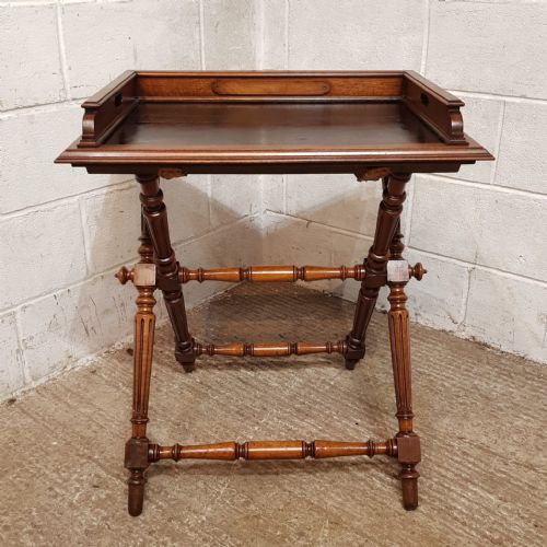 AN ANTIQUE WALNUT BUTLERS TRAY ON ORIGINAL STAND C1890 - ADDITIONAL PHOTO 2
