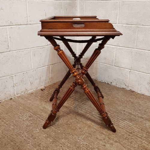AN ANTIQUE WALNUT BUTLERS TRAY ON ORIGINAL STAND C1890 - ADDITIONAL PHOTO 9