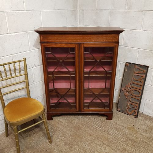 AN EDWARDIAN ASTRAGAL GLAZED BOOKCASE C1910