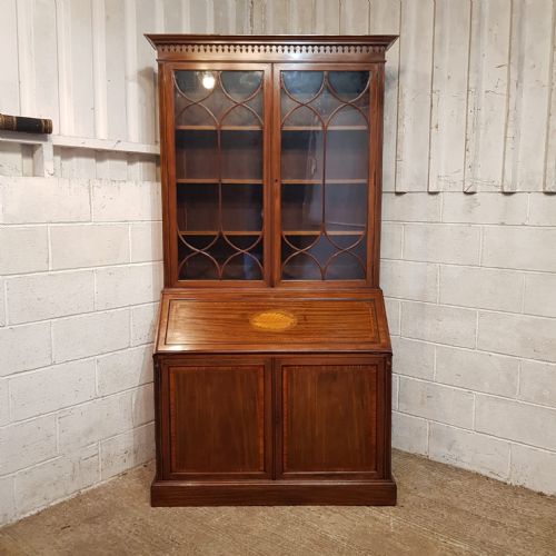 AN EDWARDIAN MAHOGANY BUREAU BOOKCASE C1900 - ADDITIONAL PHOTO 1