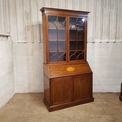 AN EDWARDIAN MAHOGANY BUREAU BOOKCASE C1900 - ADDITIONAL PHOTO 3