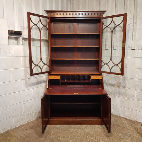 AN EDWARDIAN MAHOGANY BUREAU BOOKCASE C1900 - ADDITIONAL PHOTO 5