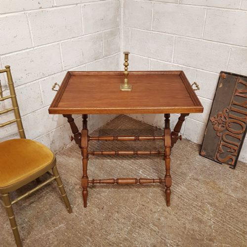 A VICTORIAN OAK BUTLERS TRAY WITH STAND C1890