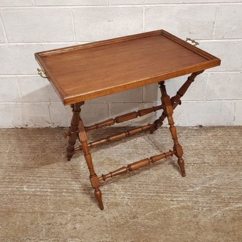 A VICTORIAN OAK BUTLERS TRAY WITH STAND C1890 - ADDITIONAL PHOTO 1