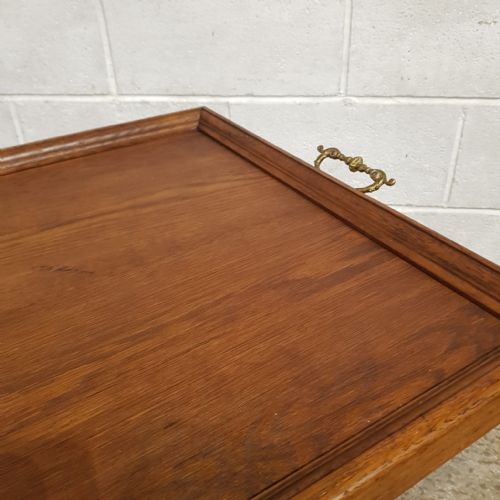 A VICTORIAN OAK BUTLERS TRAY WITH STAND C1890 - ADDITIONAL PHOTO 2