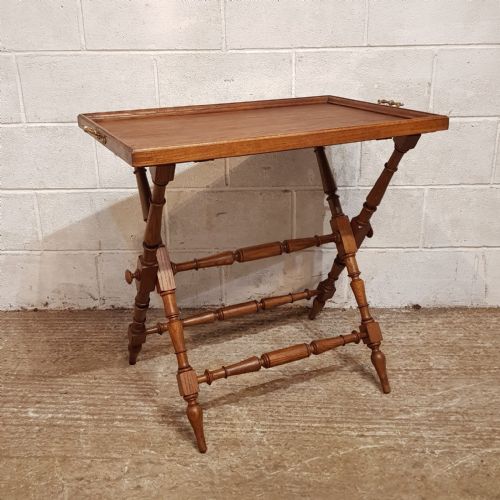 A VICTORIAN OAK BUTLERS TRAY WITH STAND C1890 - ADDITIONAL PHOTO 5