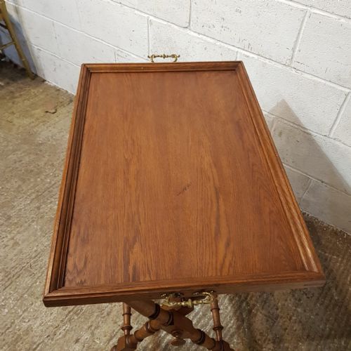 A VICTORIAN OAK BUTLERS TRAY WITH STAND C1890 - ADDITIONAL PHOTO 8