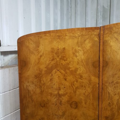 A BURR WALNUT ART DECO BOW FRONTED TRIPLE WARDROBE C1920 - ADDITIONAL PHOTO 8