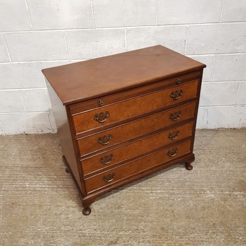 fig 1. A BURR WALNUT BACHELORS CHEST OF DRAWERS C1920