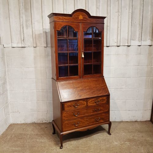AN EDWARDIAN MAHOGANY BUREAU BOOKCASE C1900 - ADDITIONAL PHOTO 1