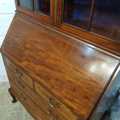 AN EDWARDIAN MAHOGANY BUREAU BOOKCASE C1900 - ADDITIONAL PHOTO 6