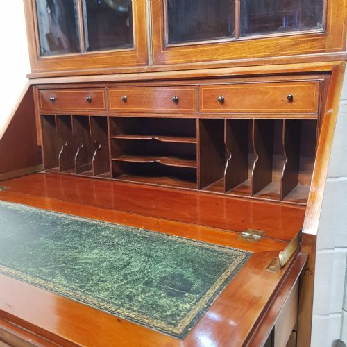 AN EDWARDIAN MAHOGANY BUREAU BOOKCASE C1900 - ADDITIONAL PHOTO 8
