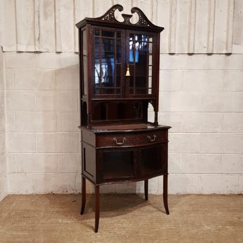 A LATE VICTORIAN MAHOGANY CHIPPENDALE STYLE BIJOUTERIE DISPLAY CABINET C1890 - ADDITIONAL PHOTO 1
