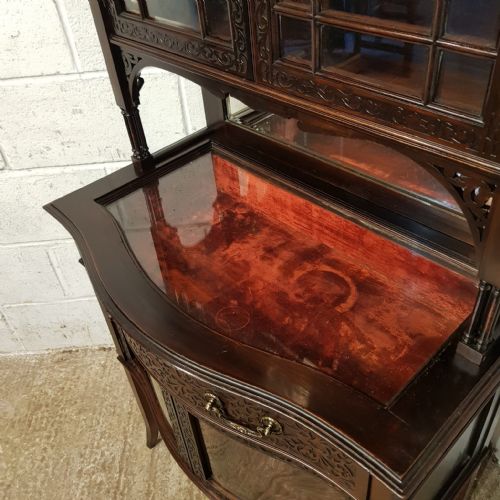 A LATE VICTORIAN MAHOGANY CHIPPENDALE STYLE BIJOUTERIE DISPLAY CABINET C1890 - ADDITIONAL PHOTO 5