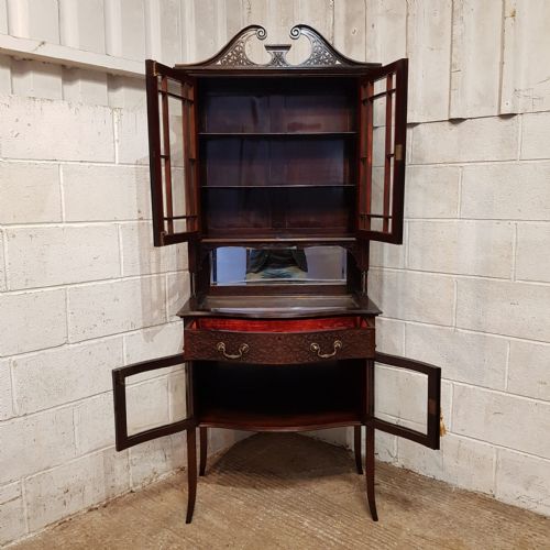 A LATE VICTORIAN MAHOGANY CHIPPENDALE STYLE BIJOUTERIE DISPLAY CABINET C1890 - ADDITIONAL PHOTO 6