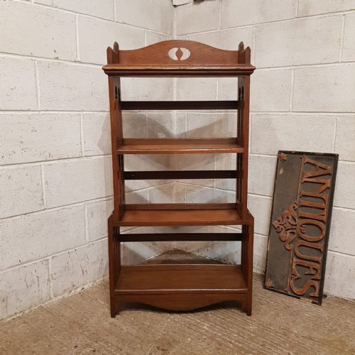 AN ARTS AND CRAFTS OPEN OAK BOOKCASE C1900 - ADDITIONAL PHOTO 5