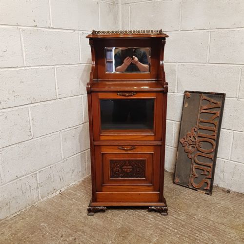 A MAHOGANY NARROW SIDE CABINET C1890