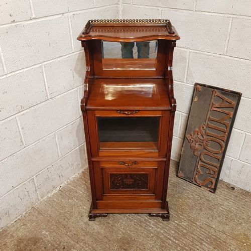 A MAHOGANY NARROW SIDE CABINET C1890 - ADDITIONAL PHOTO 1
