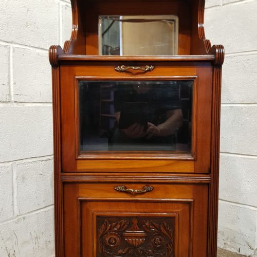 A MAHOGANY NARROW SIDE CABINET C1890 - ADDITIONAL PHOTO 2